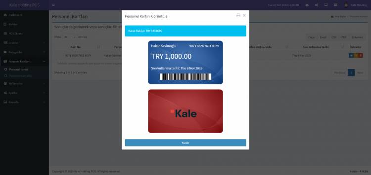 Kale Holding Personel Kartı ile Hızlı Satış