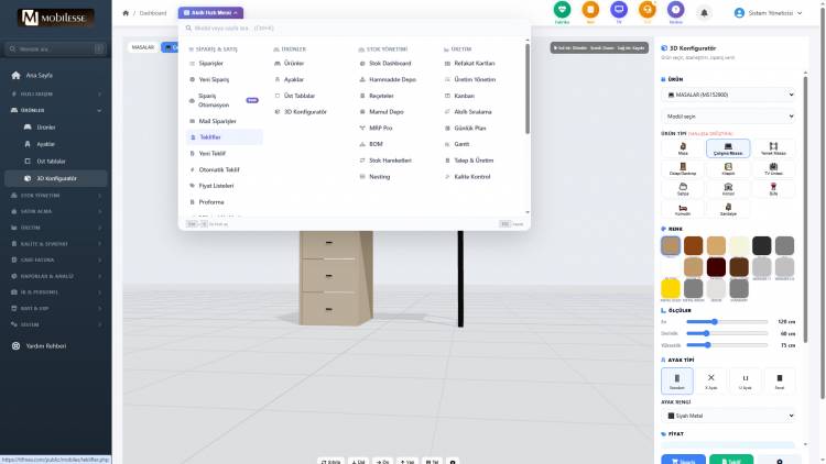 Mobilya Sektörüne Özel ERP ve MRP Programı