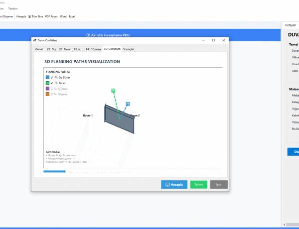 PROFESYONEL AKUSTIK HESAPLAMA  YAZILIMI